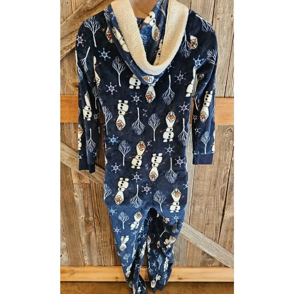 Frozen size small S unisex one piece zip up hooded pajama lounge Christmas ^ - Picture 2 of 7